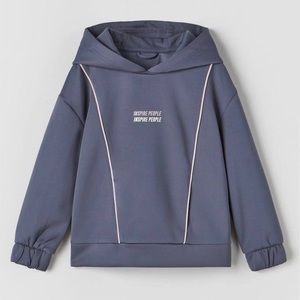 Zara NEOPRENE SPORTY SWEATSHIRT BLUE Size 13-14 Years